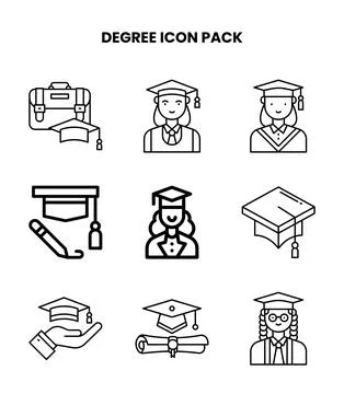 Degree Line Bundle Icons Pack Stock Illustration