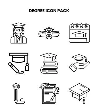 Degree Line Bundle Icons Pack Stock Illustration