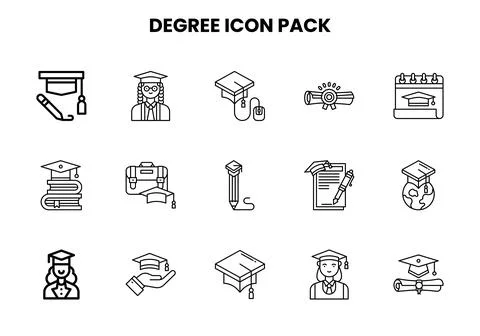 Degree Line Bundle Icons Pack Stock Illustration
