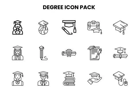 Degree Line Design Icons Pack Stock Illustration