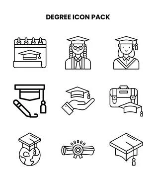 Degree Line Icons Pack Illustrazione stock