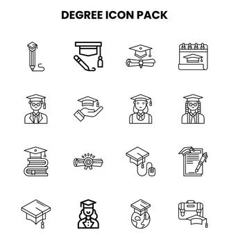 Degree Line UI Icons Pack Stock Illustration