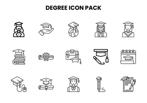 Degree Line UI Icons Pack Stock Illustration