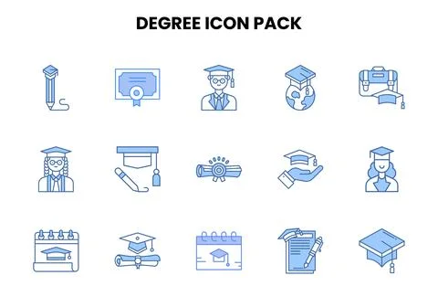 Degree Two Colour Bundle Icons Pack Stock Illustration