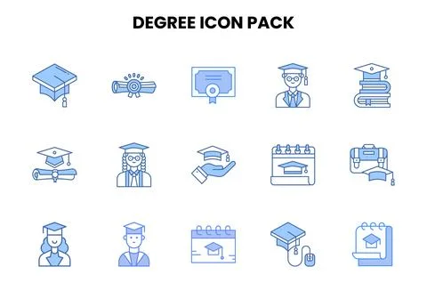 Degree Two Colour Set Icons Pack Stock Illustration