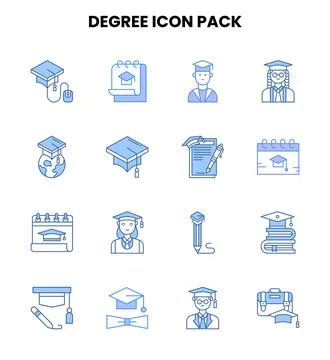 Degree Two Colour Set Icons Pack Stock Illustration