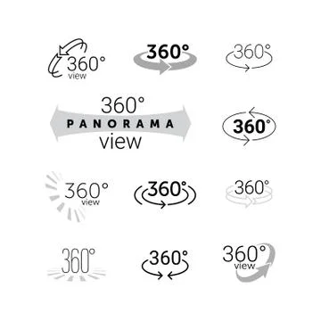 Degrees rotating virtual reality VR view icon Stock Illustration