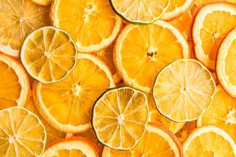Dehydrated citrus slices overlapping each other Stock Photos