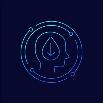 Dehydration icon with a human head, linear design Stock Illustration