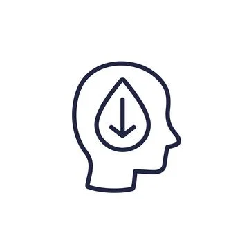 Dehydration line icon with a human head Stock Illustration