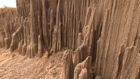 Dei Chros Soil Erosion Canyon and Red Earth Formations in Kirirom Kampong Speu Stock Footage 341908176