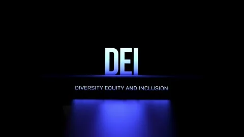 DEI Diversity Equity and Inclusion, text, animation. 3D render Stock Footage 314266021