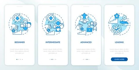 DEI program maturity stages blue onboarding mobile app screen Illustrazione stock
