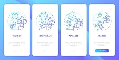 DEI program maturity stages blue gradient onboarding mobile app screen Stock Illustration