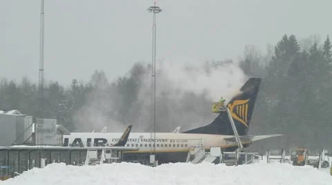 Deicing the fen on an aircraft Stock Footage 21218792