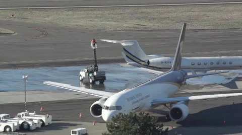 Deicing the tail of a jet Stock Footage 46098717
