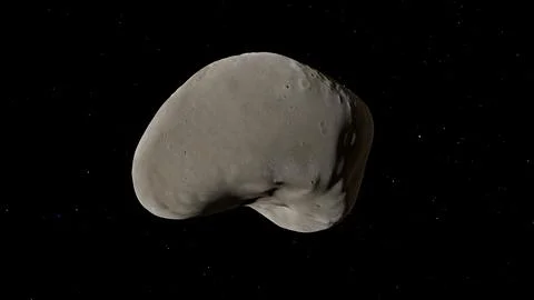 Deimos Mars Outer Moon Smooth Asteroid Shape 8K 3D Render Illustration