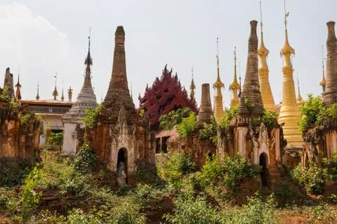 In Dein Stupas, Pagodes Paya Shwe Inn Thein Stock Photos