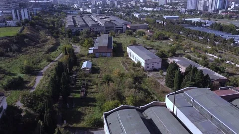 Deindustrialization with abandoned empty factories and warehouses. Stock Footage 287597262