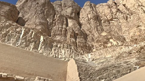 Deir el-Bahari Cliffs and Retaining Terraces of Hatshepsut's Mortuary Temple Stock Footage 336954620