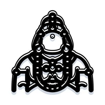 Deity face vector line art icon illustration Stock Illustration