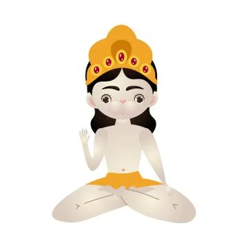 Deity Hanuman with monkey face in gold crown vector illustration Illustrazione stock