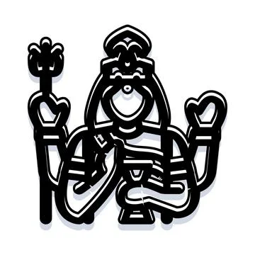Deity holding trident and conch shell stylized art Stock Illustration