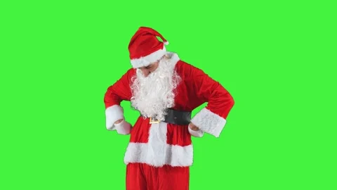 Dejected Santa Claus with head down, shrugging shoulders in defeat chroma key Stock Footage 285348257