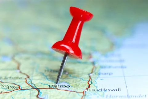 Dejsbo, Sweden pin on map Stock Photos