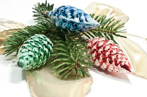 Dekoration mit altem Christbaumschmuck Stock Photos