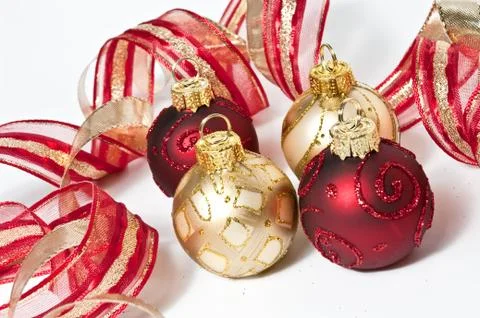 Dekoration in rot und gold Stock Photos
