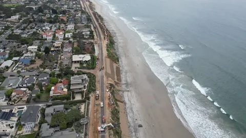 Del Mar Cliffside Rail Repairs With Ocean Backdrop Stock Footage 327575565