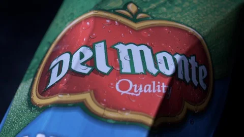 Del monte nectar logo closeup with shadows top shot 4k Stock Footage 108066340