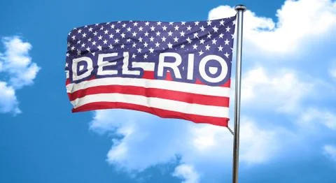 Del rio, 3D rendering, city flag with stars and stripes Stock Illustration