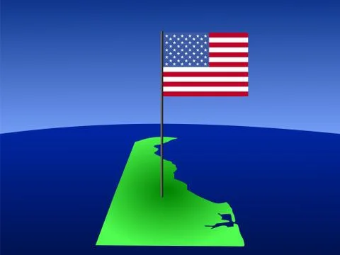 Delaware with american flag Stock Illustration
