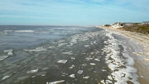 Delaware  Bay is Frozen Stock Footage 299970068