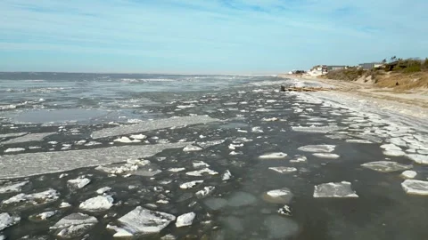Delaware  Bay is Frozen Stock Footage 299970134