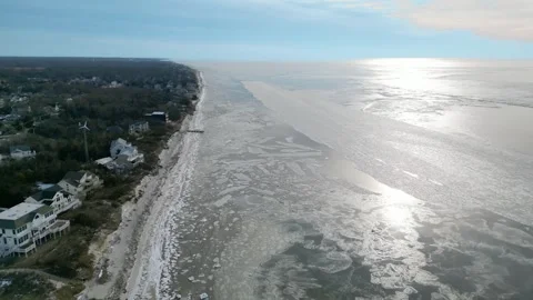 Delaware  Bay is Frozen Stock Footage 299971072