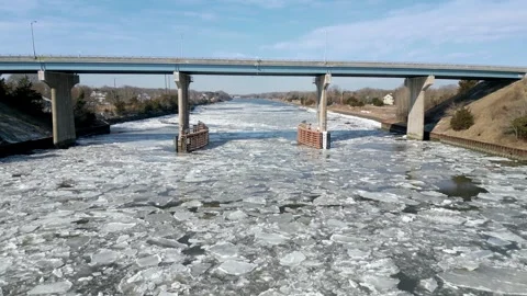The Delaware Bay is Frozen Stock Footage 300651302