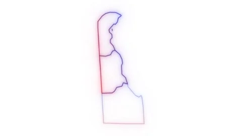 Delaware county map red blue election outline white background seamless loop Video stock 343867647