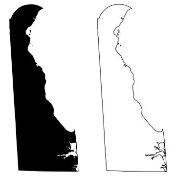 Delaware DE State Border USA Map Stock Illustration