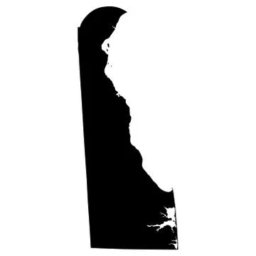Delaware DE State Border USA Map Solid Stock Illustration
