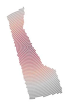 Delaware dotted map. Digital style shape of Delaware. Tech icon of the us s.. Stock Photos