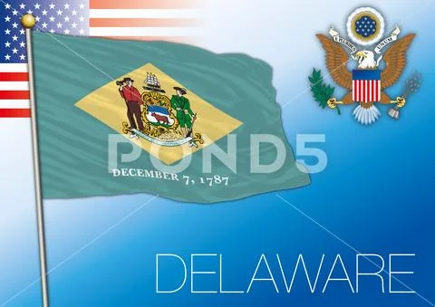 Delaware federal state flag, United States Stock Illustration
