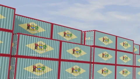 Delaware flag containers are located at the container terminal. Stock Footage 160821698