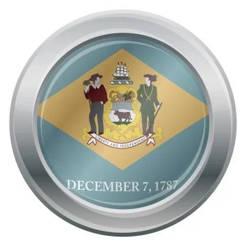 Delaware Flag Silver Icon Stock Illustration