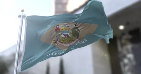 Delaware flag waving-seamless-loop-4k-60fps Stock Footage 344931341