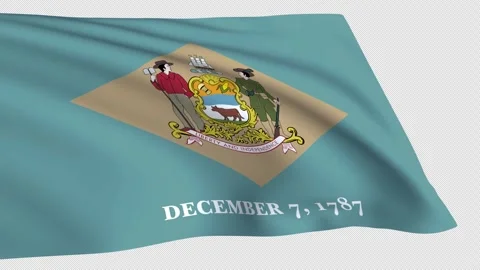 Delaware flag waving on a transparent background Stock Footage 323639929