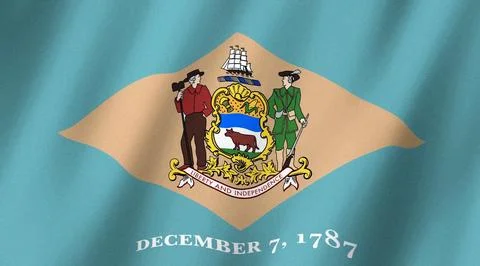 Delaware flag waving in the wind, Flag of Delaware images Stock Photos