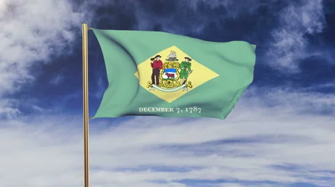 Delaware flag waving in the wind. Green screen, alpha matte. Loopable animation 스톡 동영상 48161317